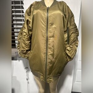 Chic Olive Bomber Jacket for Women XL